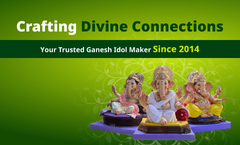 Promotional banner containing the subtitle of majha morya ganesh idols : Crafting Ganesh Idols