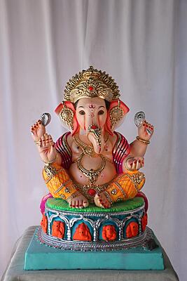 Ashtvinayak Ganpati | POP Ganpati | 20 Inches Height | MSKK-0011-POP-20-ASHTV-PSKK-DNOA