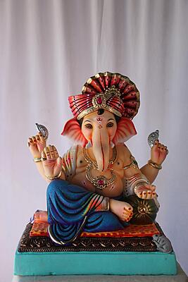 Feta Shivrekar Ganpati | POP Ganpati | 20 Inches Height | MSKK-0016-POP-20-FETAS-PSKK-DNOA Feta Shivrekar Ganpati | POP Ganpati | 20 Inches Height | MSKK-0016-POP-20-FETAS-PSKK-DNOA