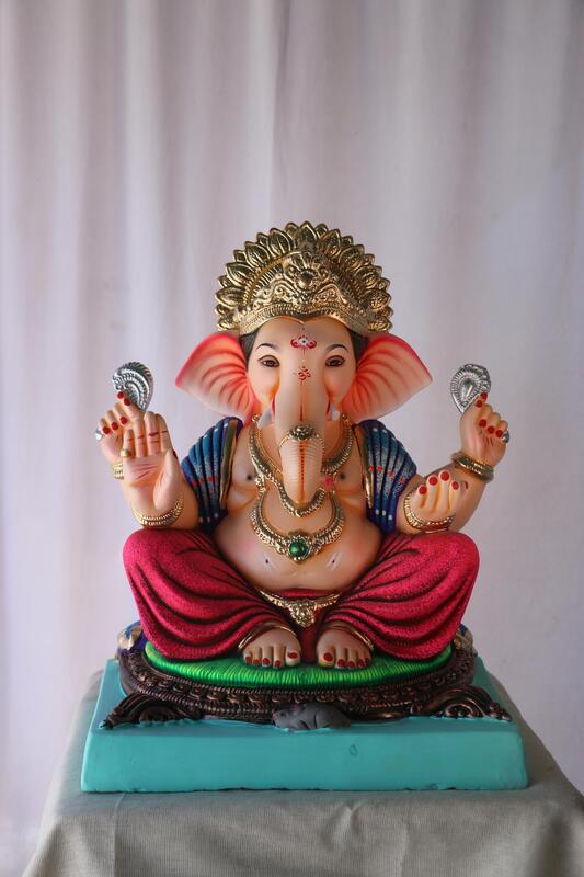 Gol Mhaisuri Ganpati | POP Ganpati | 18 Inches Height | MSKK-0029-POP-18-GOLMH-PSKK-DNOA Gol Mhaisuri Ganpati | POP Ganpati | 18 Inches Height | MSKK-0029-POP-18-GOLMH-PSKK-DNOA