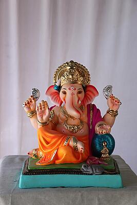 Shivrekar Ganpati | POP Ganpati | 13 Inches Height | MSKK-0052-POP-13-SHIVR-PSKK-DNOA Shivrekar Ganpati | POP Ganpati | 13 Inches Height | MSKK-0052-POP-13-SHIVR-PSKK-DNOA