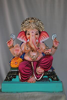 Navin Single Load Ganpati | Shadu Mati Ganpati | 18 Inches Height | MSKK-0025-SHA-18-NAVIN-PSKK-DNOA