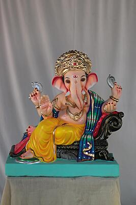 Sofa Prabhval Ganpati | Shadu Mati Ganpati | 18 Inches Height | MSKK-0034-SHA-18-SOFAP-PSKK-DNOA Sofa Prabhval Ganpati | Shadu Mati Ganpati | 18 Inches Height | MSKK-0034-SHA-18-SOFAP-PSKK-DNOA