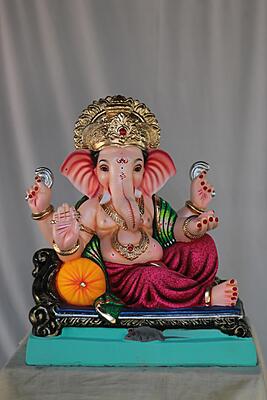 Raajeshahi Ganpati | Shadu Mati Ganpati | 17 Inches Height | MSKK-0043-SHA-17-RAAJE-PSKK-DNOA Raajeshahi Ganpati | Shadu Mati Ganpati | 17 Inches Height | MSKK-0043-SHA-17-RAAJE-PSKK-DNOA
